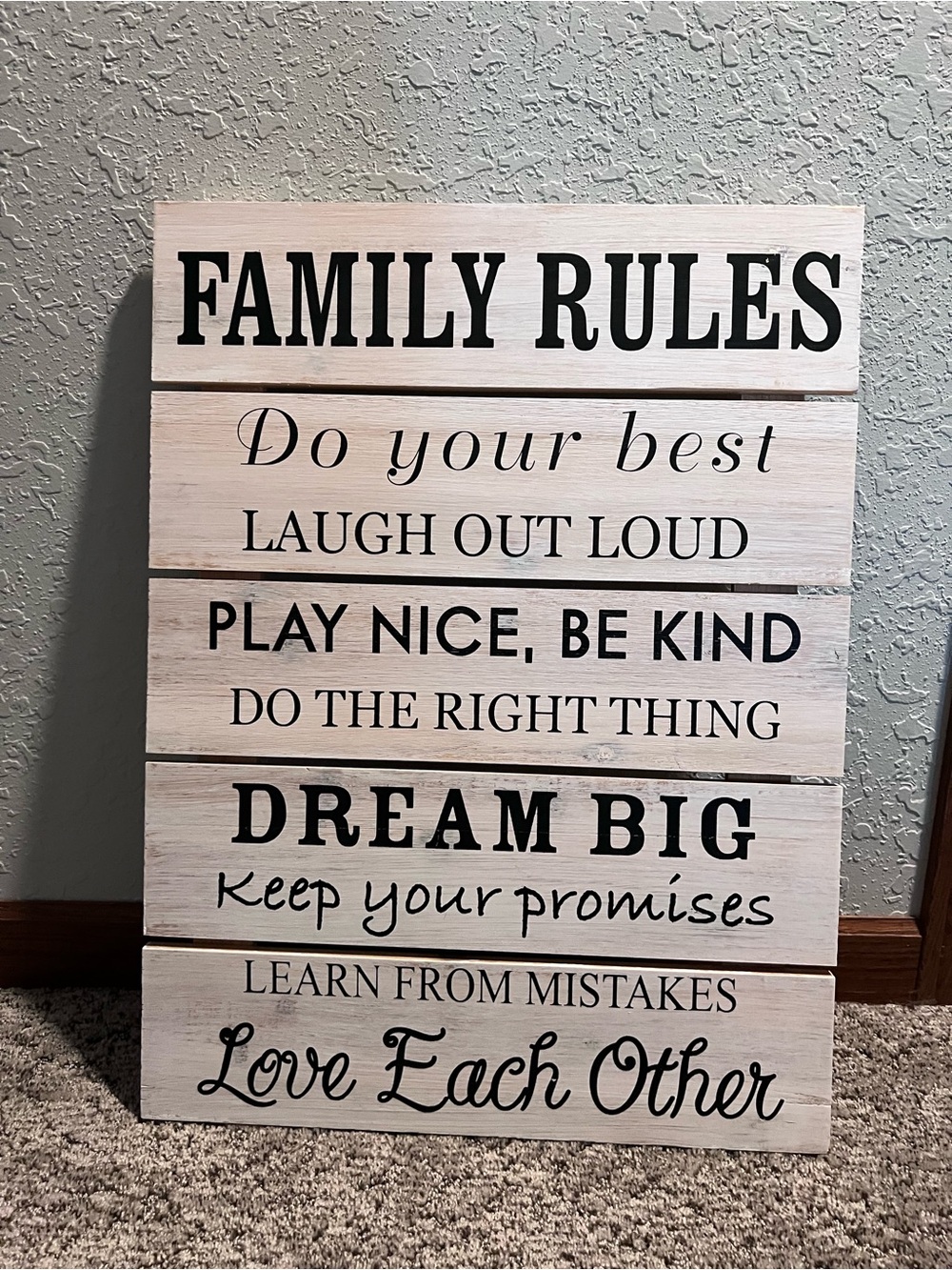 Rustic "Family Rules" Wall Sign - Inspirational Home Decor